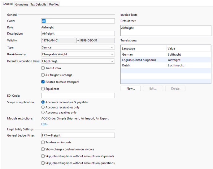 ChargeTypes_General tab