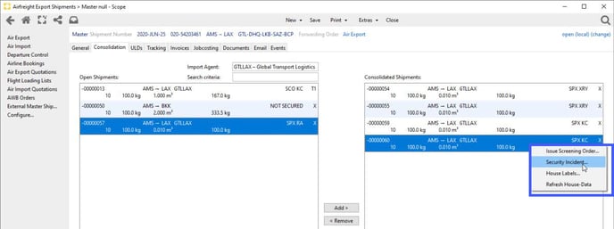 Security Incident_Consolidation_Context menu