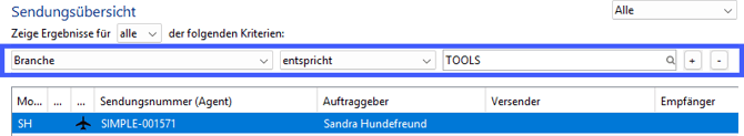 Sendungsübersicht_Filter_Branche